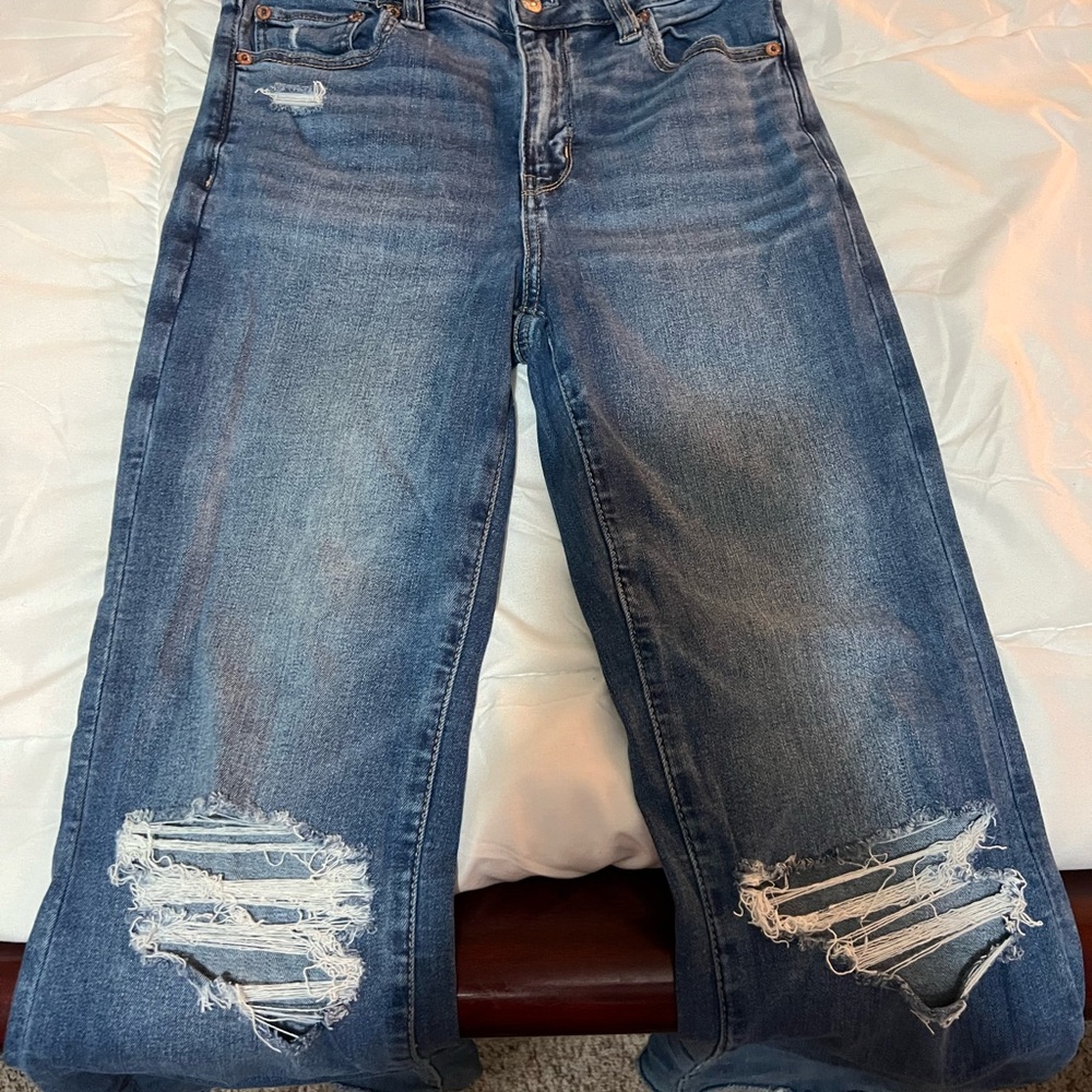 American Eagle Outfitters Distressed Blue Boyfriend Jeans